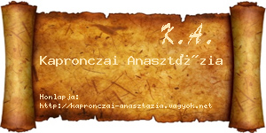 Kapronczai Anasztázia névjegykártya