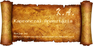 Kapronczai Anasztázia névjegykártya