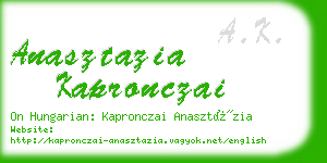 anasztazia kapronczai business card